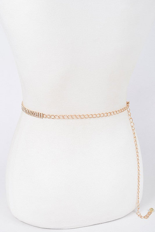 Rhinestone Butterfly Gold Chain Belt
