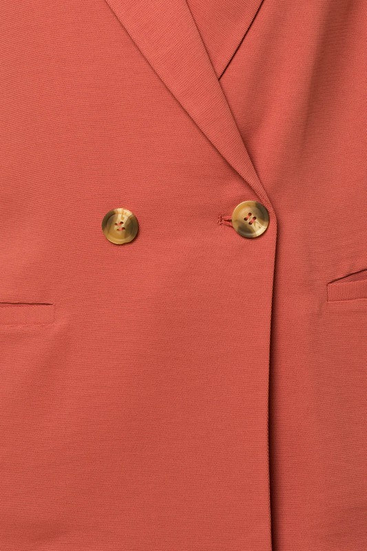 Hip Length Long Sleeve Double Breasted Blazer