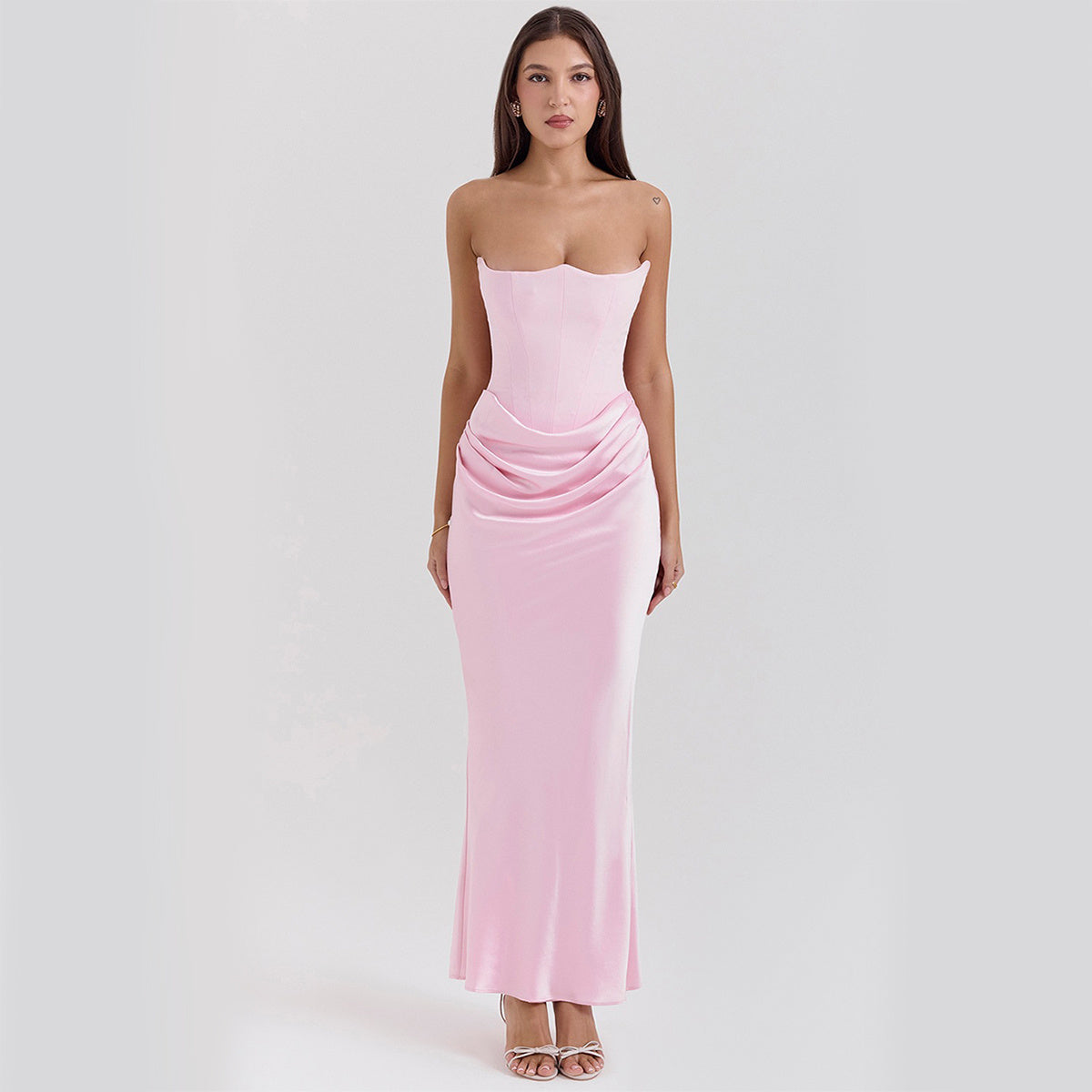 Slim-fit Bandeau Tube Top Long Sexy Backless Party Evening Dress