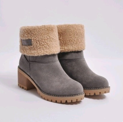 Suede Snow Boots - Mid-Tube Waterproof Platform