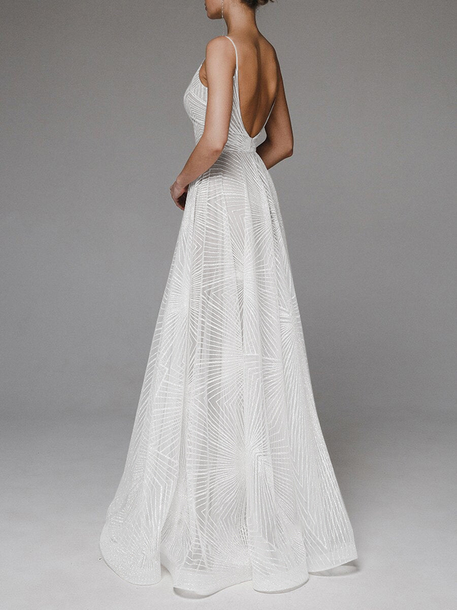 Spaghetti Strap Embroidered Prom Gown - Ball Dress