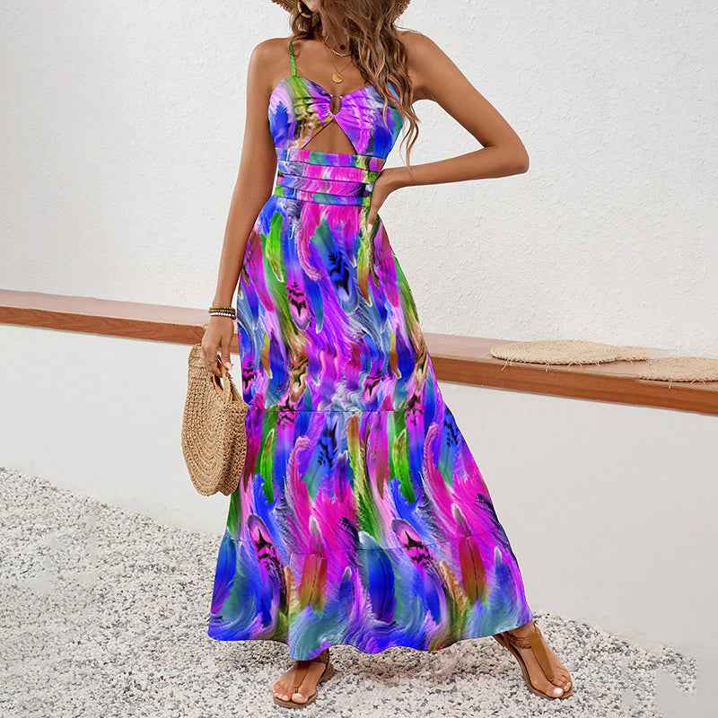 Sleeveless Boho Maxi Dress - Spaghetti Strap Floral Sundress