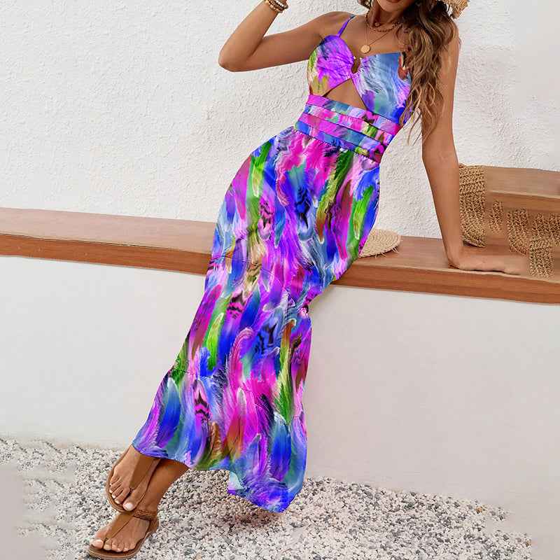 Sleeveless Boho Maxi Dress - Spaghetti Strap Floral Sundress
