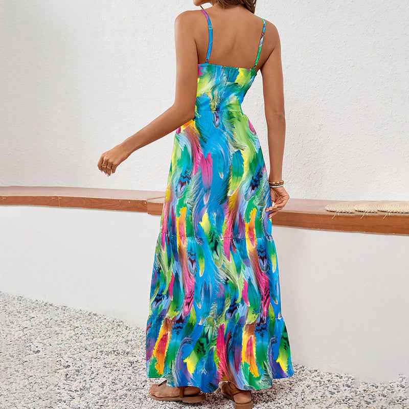 Sleeveless Boho Maxi Dress - Spaghetti Strap Floral Sundress