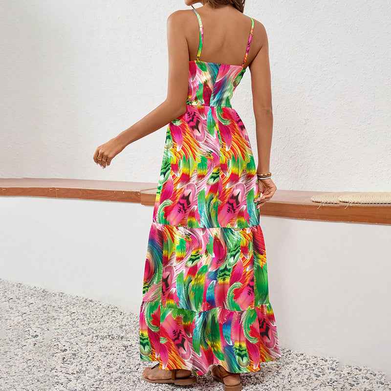 Sleeveless Boho Maxi Dress - Spaghetti Strap Floral Sundress