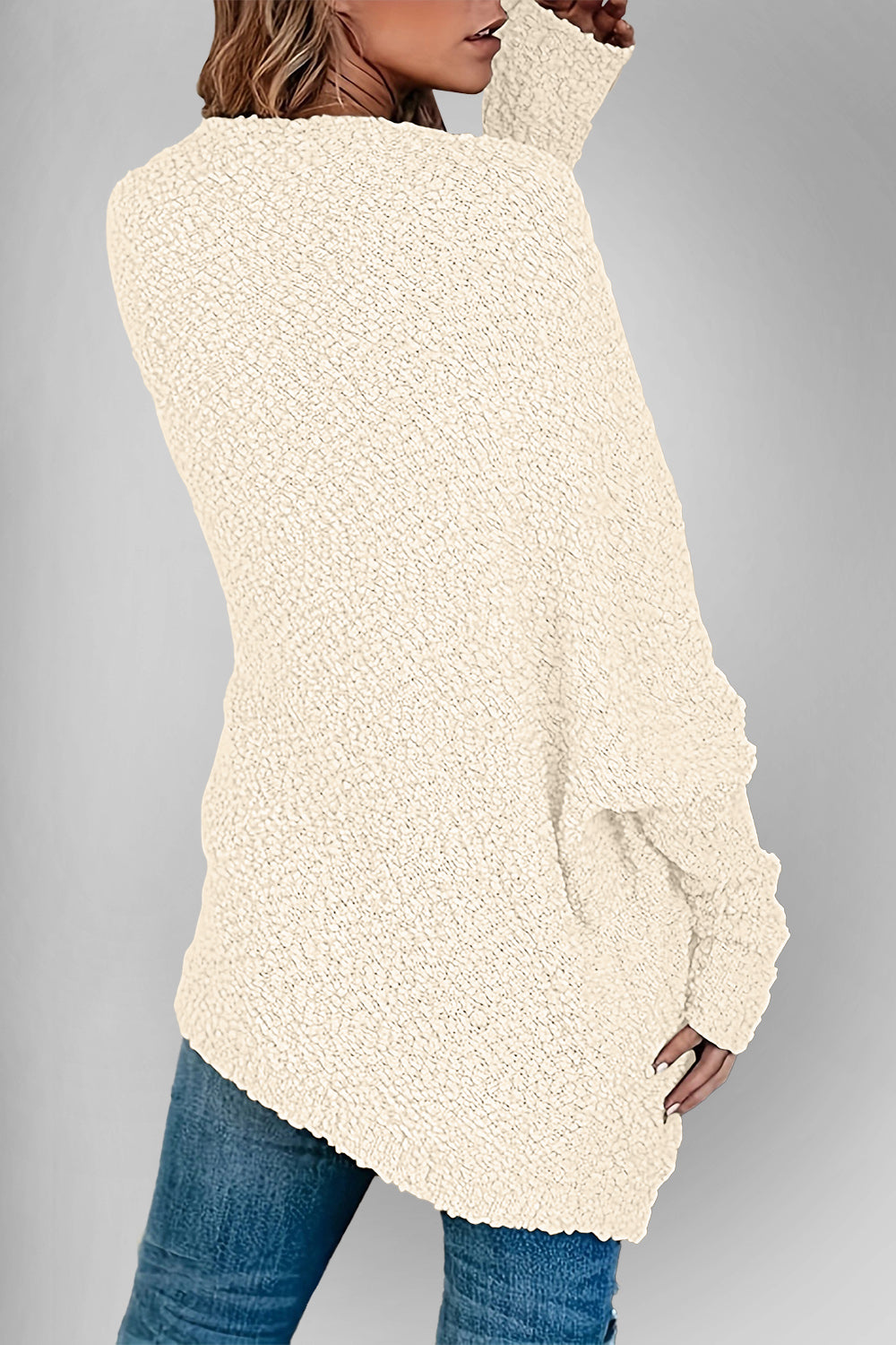 Double Take Pocketed Open Front Long Sleeve Cardigan - Fashions Envy