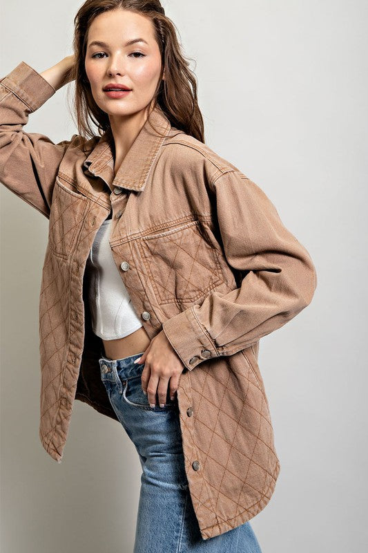 Quilted Button Down Casual Jacket