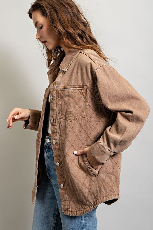 Quilted Button Down Casual Jacket