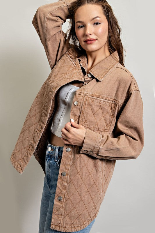Quilted Button Down Casual Jacket