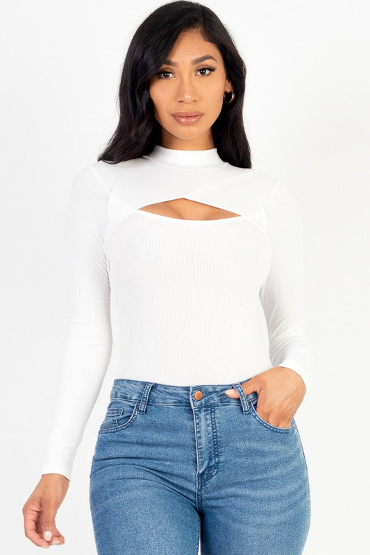 Front Cutout Long Sleeve Bodysuit