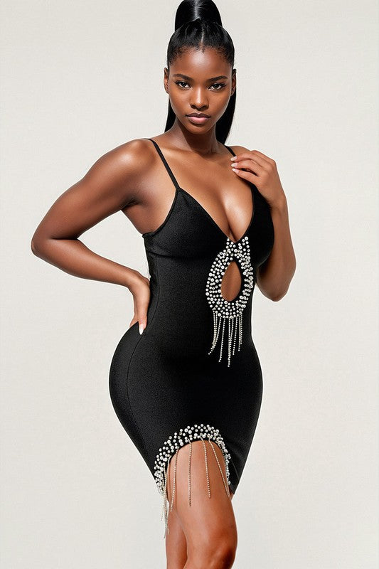 Black Show-stopping Bandage Mini Dress