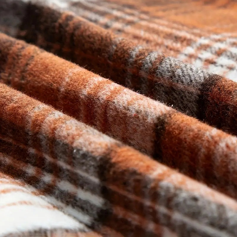 Women's Check Print Button Shirt - Notch Lapel Blouse - Fashions Envy