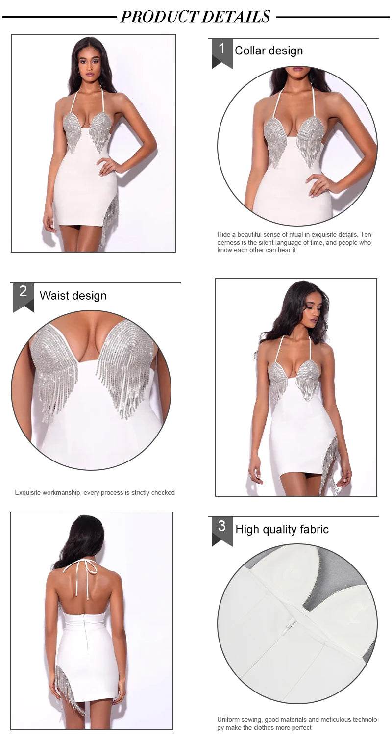 Halter Tassel Prom Dress - Backless Mini Party Style