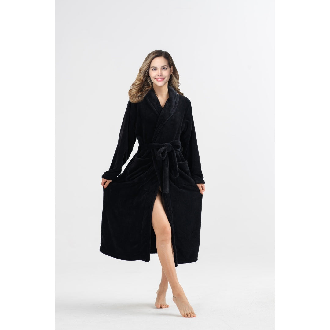 Plush Fleece Bathrobe - Ultra Soft Long Robe for Women