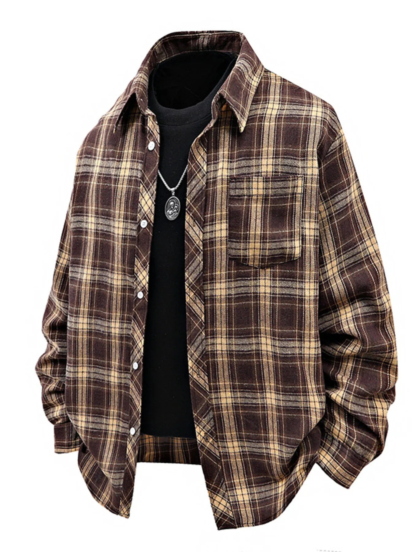 Plaid Button Up Shirt Men - Oversized Casual Fit - Fashions Envy