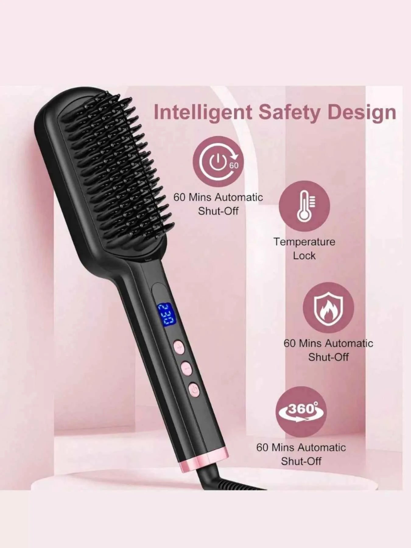 Hair Straightening Comb - Anti-Scald Heated Brush