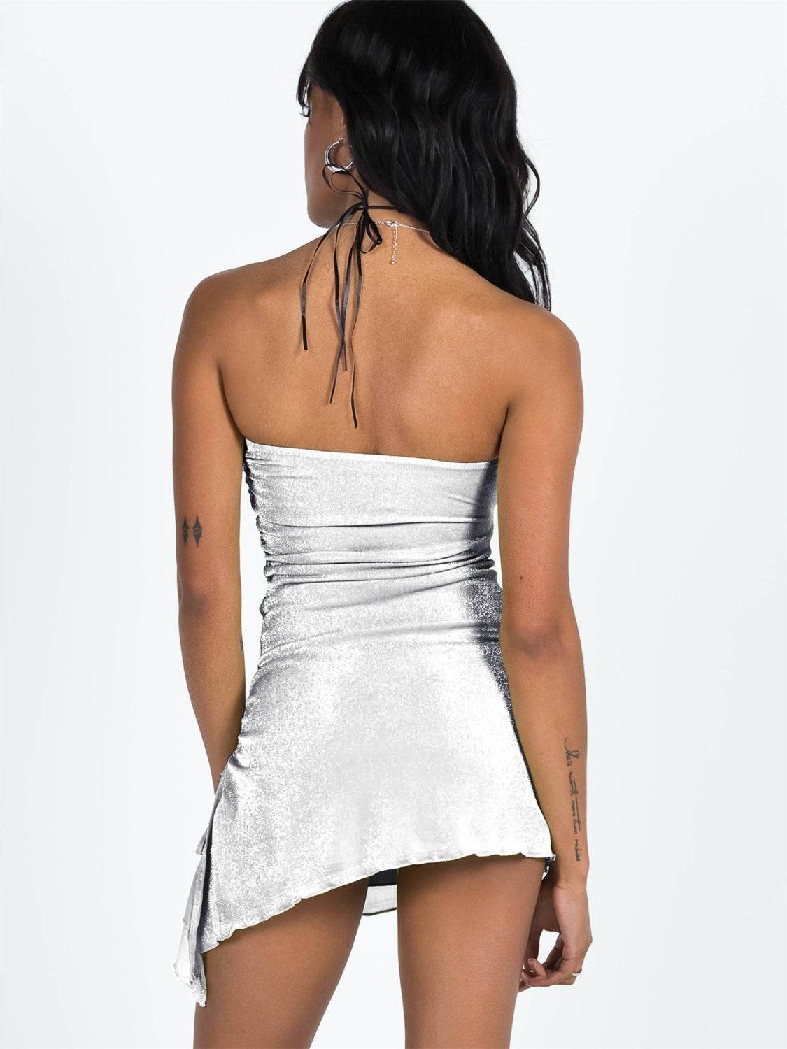 Slit Drawstring Sleeveless Wrap Dress - Fashions Envy