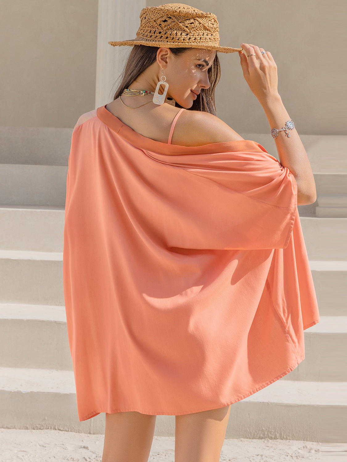 Halter Cami and Shorts Set with Open Front Cover Up