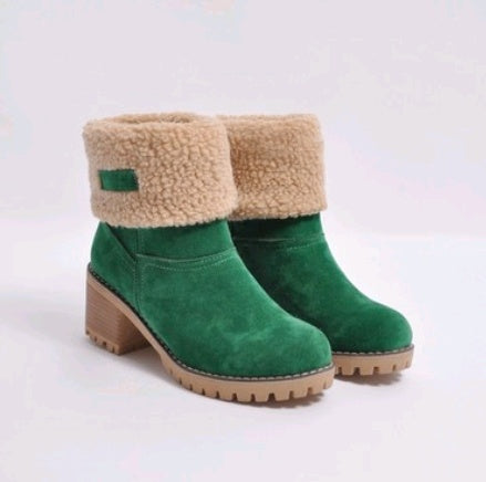 Suede Snow Boots - Mid-Tube Waterproof Platform