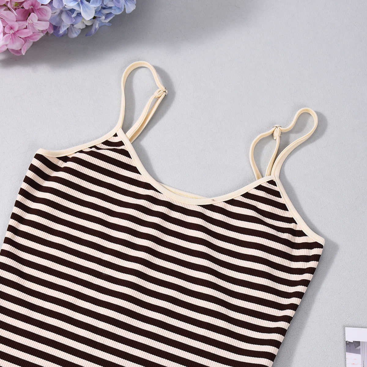 Slim Fit striped Halter Mini Shorts Set