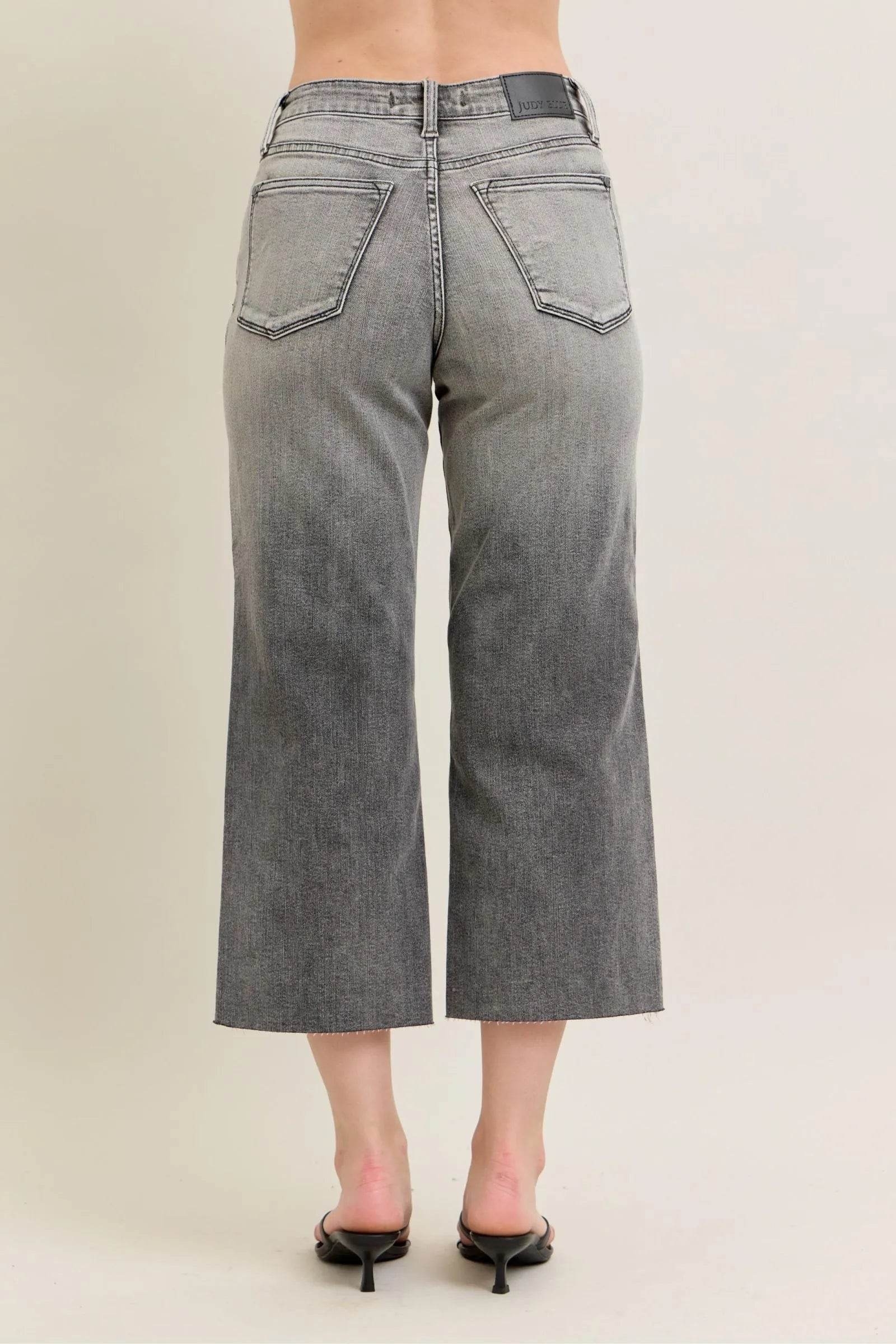 Judy Blue Full Size Wide Leg Capris Jeans Plus Size - Fashions Envy