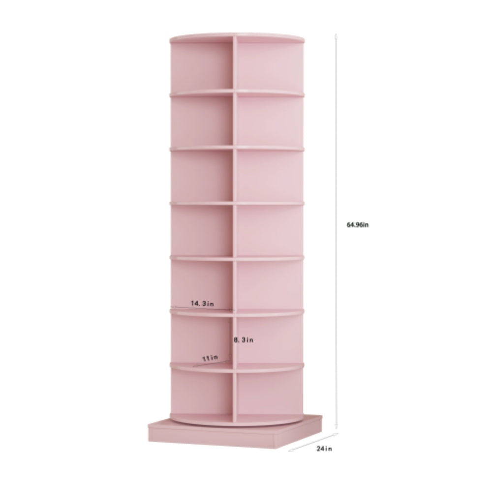 360 Degree Pink Rotating Shoe Cabinet with 7 Layers