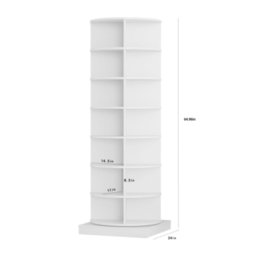 360 Degree White Rotating Shoe Cabinet with 7 Layers