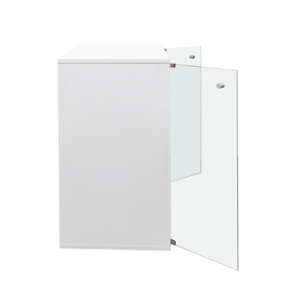 4 Tier RGB LED Shoe Box with Glass Door in White