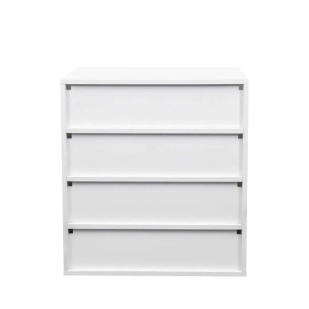 4 Tier RGB LED Shoe Box with Glass Door in White