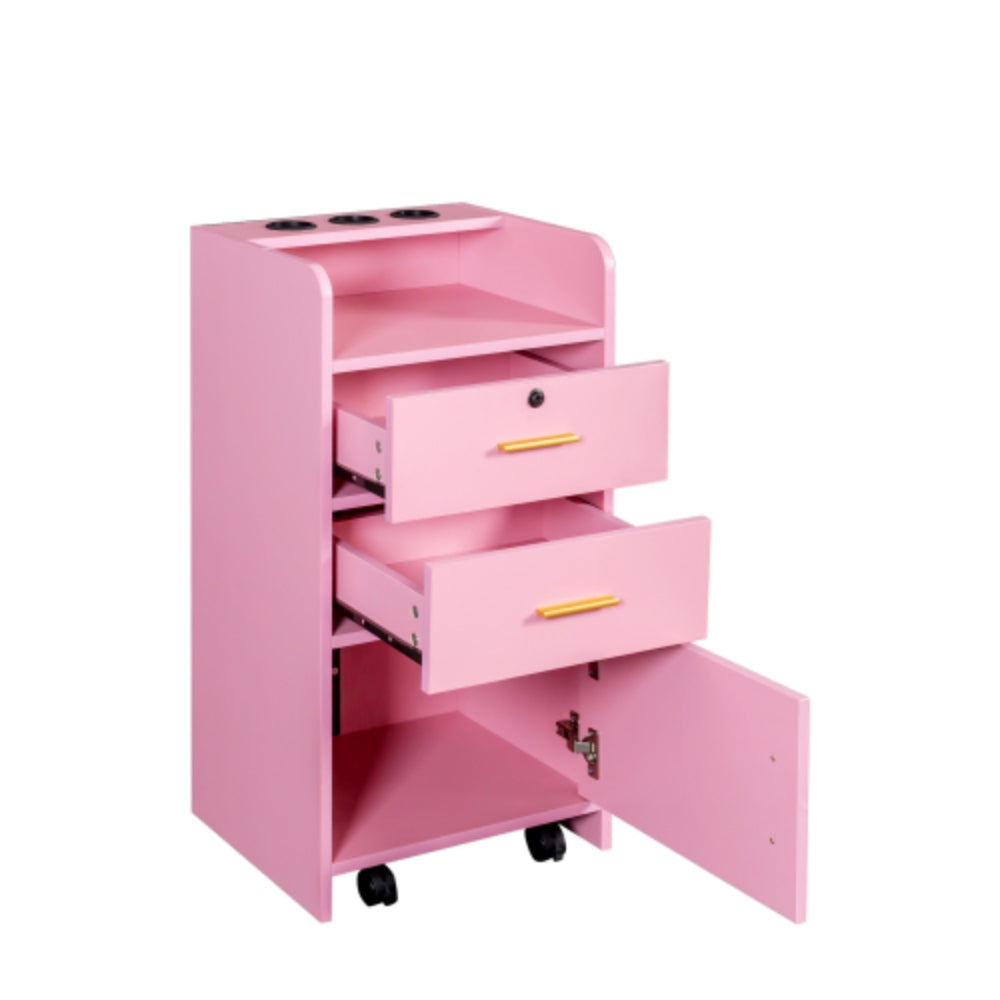 Locking Beauty Salon Storage Cabinet Hair Dryer Holder with Drawer