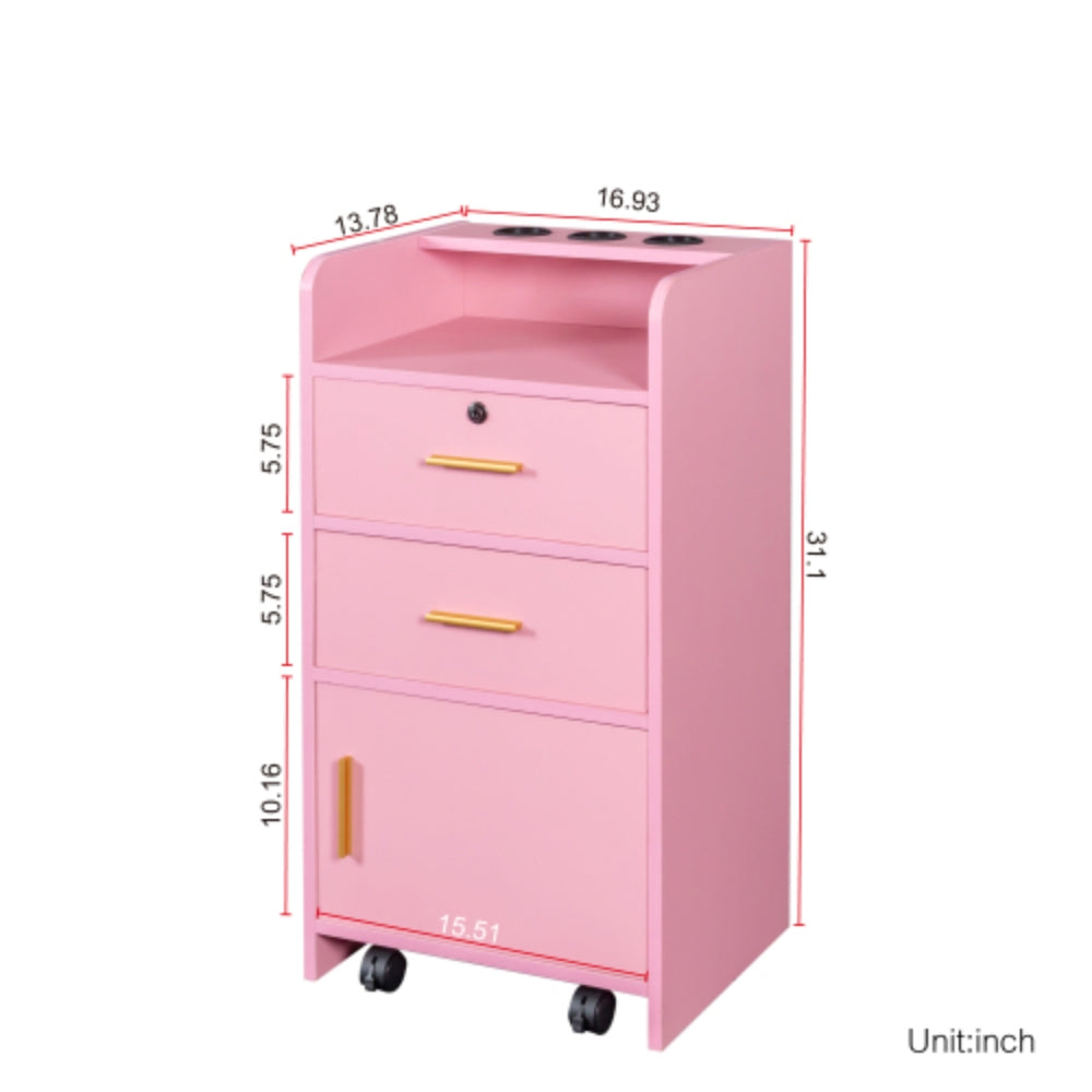 Locking Beauty Salon Storage Cabinet Hair Dryer Holder with Drawer