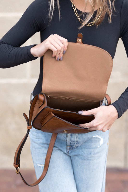 Vegan Leather Blair Foldover Buckle Crossbody Bag