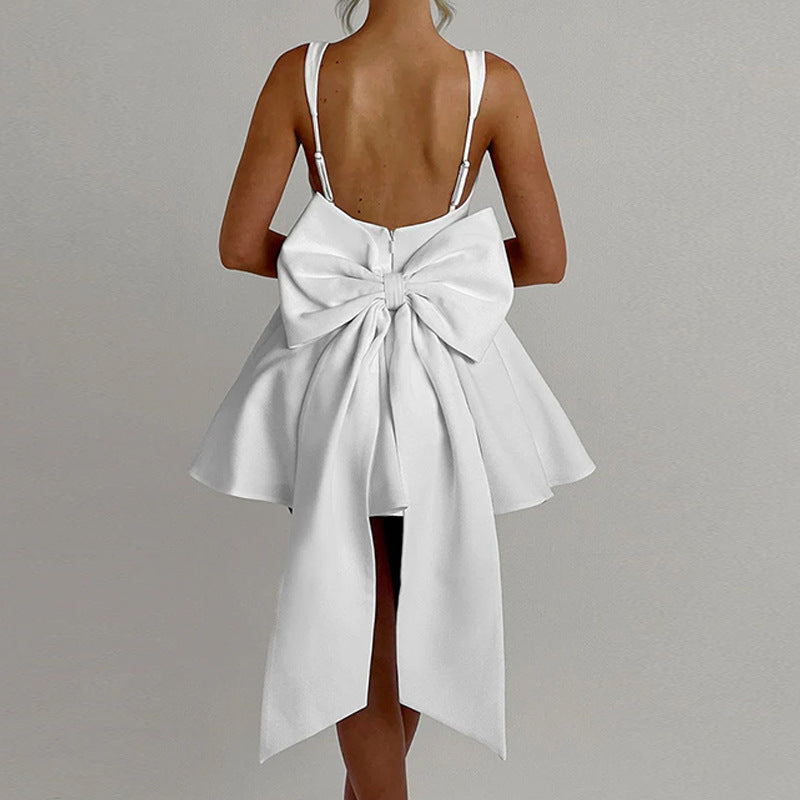 Summer Halter Mini Dress - Backless Large Bow Corset