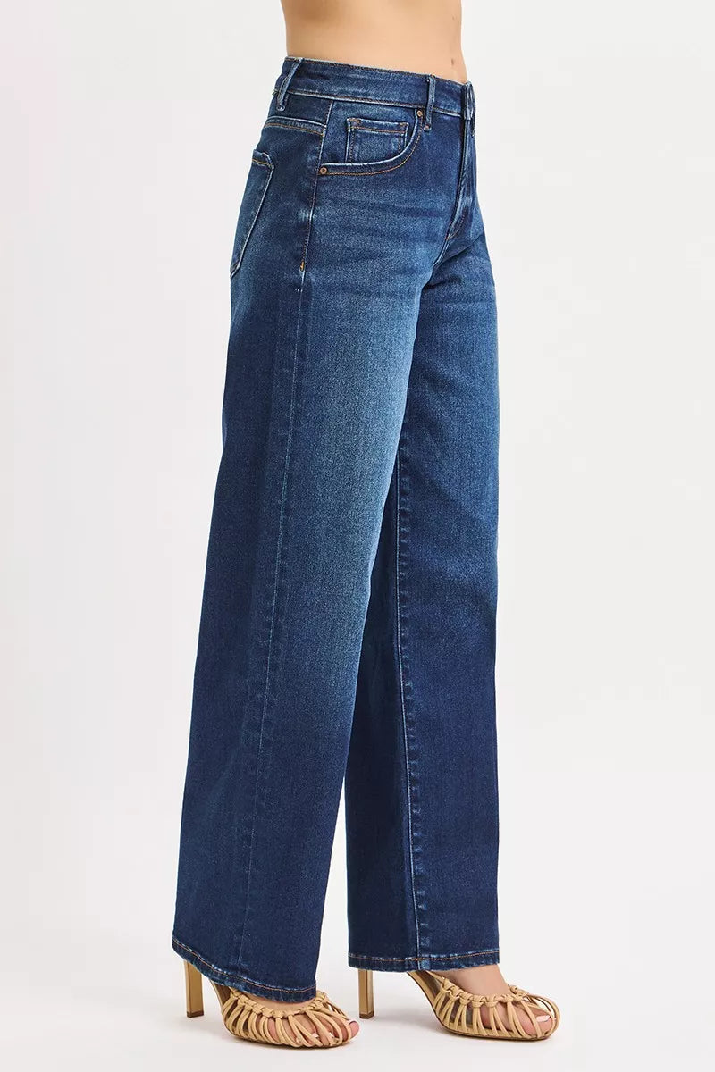 RISEN Wide Baggy Jeans Women - Mid Rise Relaxed Fit - Fashions Envy