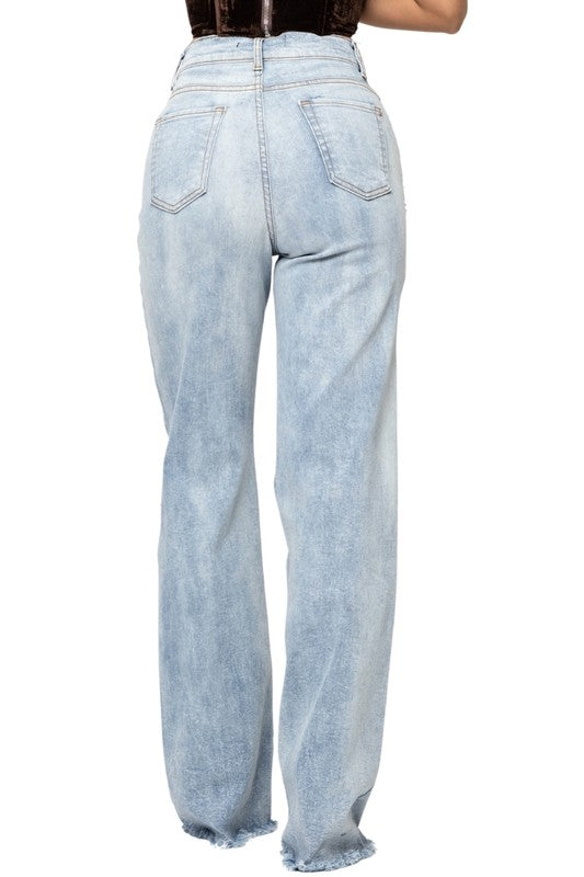 High Rise Charlote Stone Washed Wide Leg Jean
