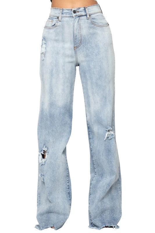 High Rise Charlote Stone Washed Wide Leg Jean