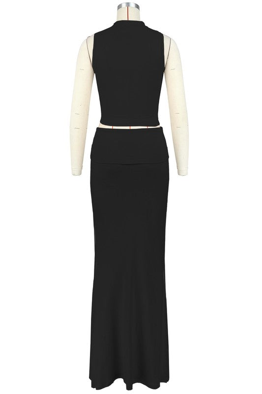 Sleeveless Crop Top & Long Maxi Skirt Set