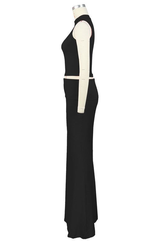Sleeveless Cropped Top & Maxi Skirt Set