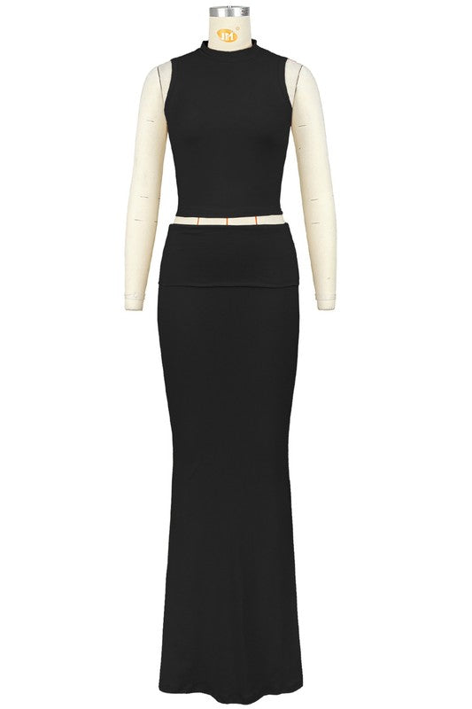 Sleeveless Cropped Top & Maxi Skirt Set
