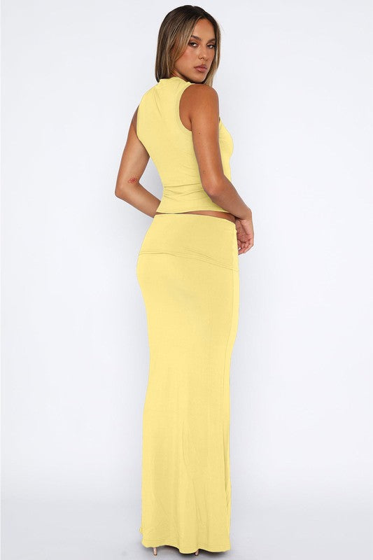 Sleeveless Crop Top & Long Maxi Skirt Set