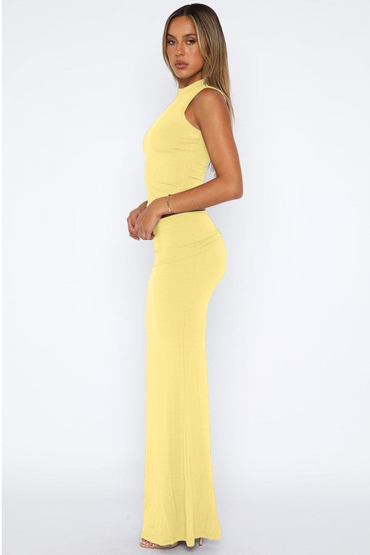 Sleeveless Crop Top & Long Maxi Skirt Set