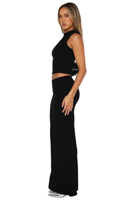Sleeveless Crop Top & Long Maxi Skirt Set