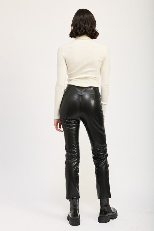 Full Lace Up PU Vegan Leather Pants