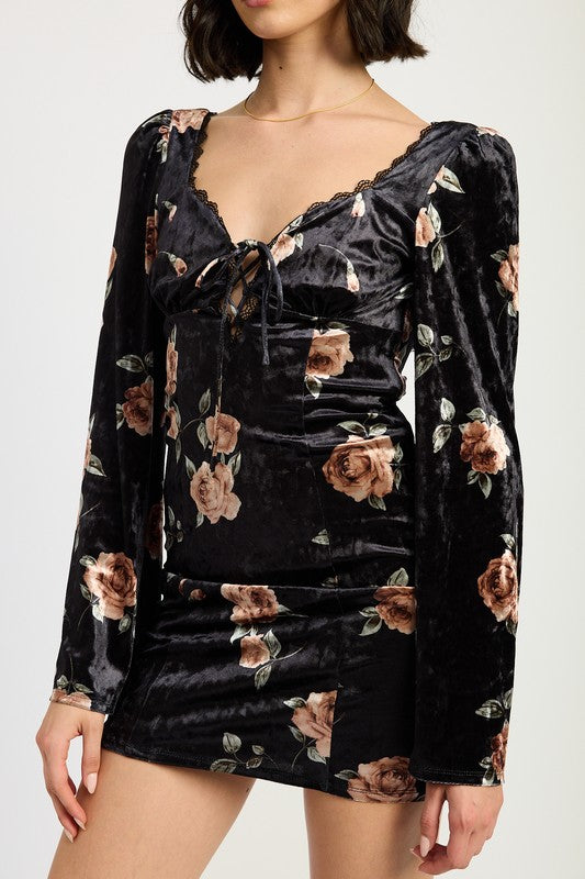 Lace Up Open Back Flora Mini Dress
