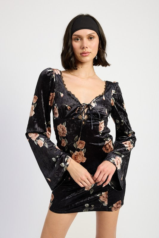 Lace Up Open Back Flora Mini Dress