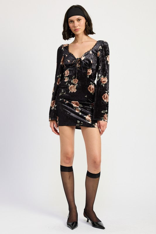 Lace Up Open Back Flora Mini Dress