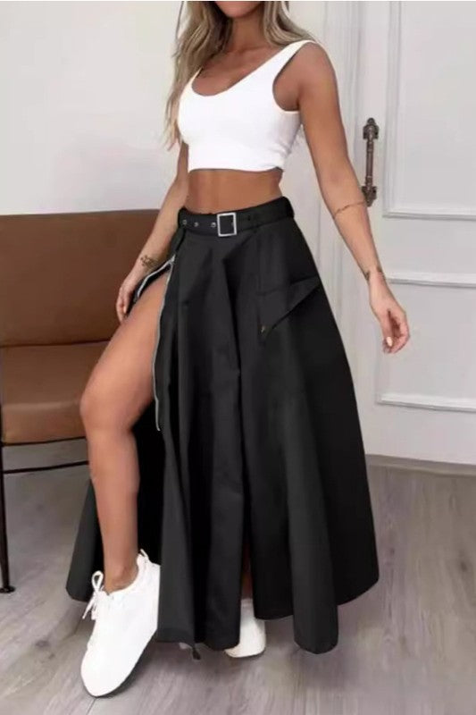 Adjustable D-Ring Long Maxi Skirt
