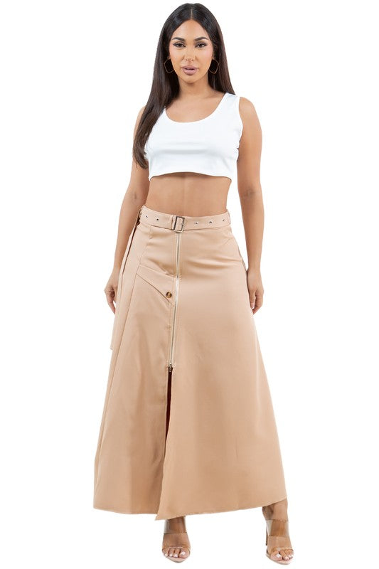 Adjustable D-Ring Long Maxi Skirt