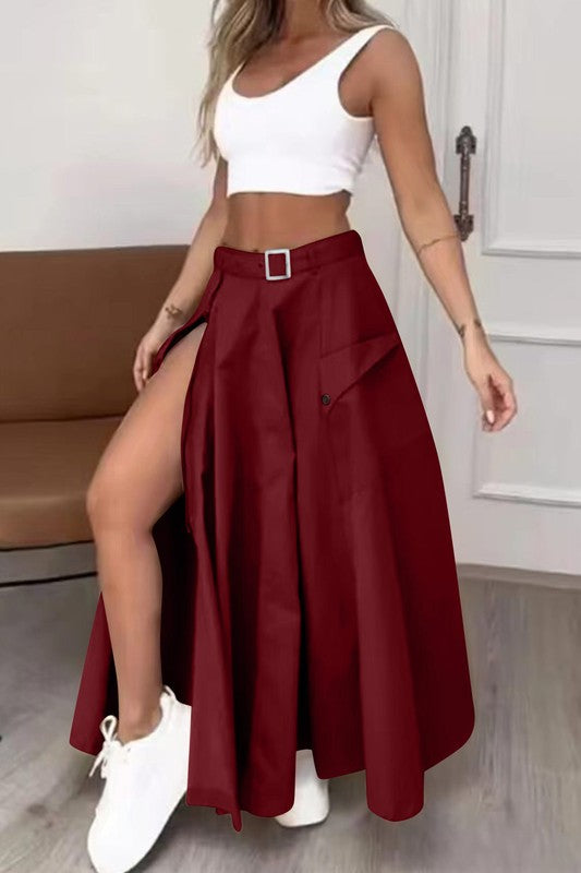 Adjustable D-Ring Long Maxi Skirt