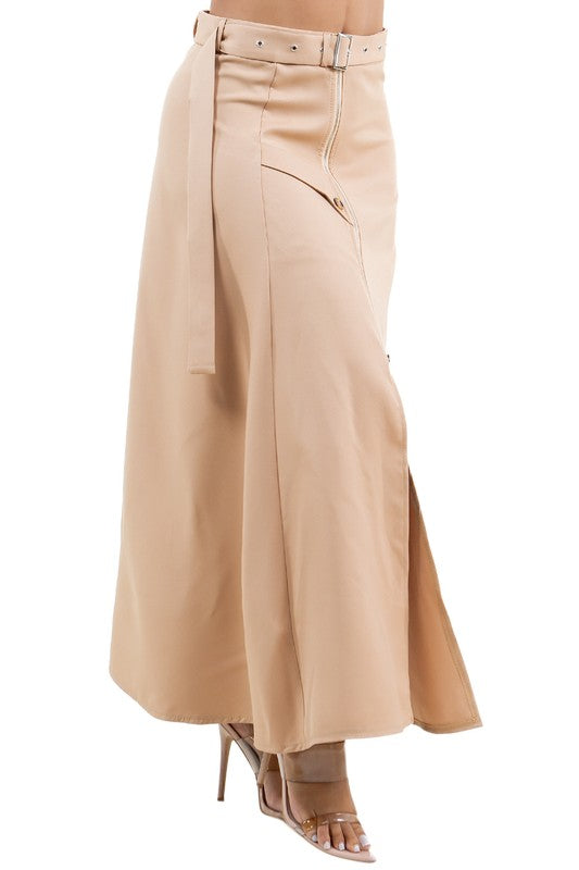 Adjustable D-Ring Long Maxi Skirt